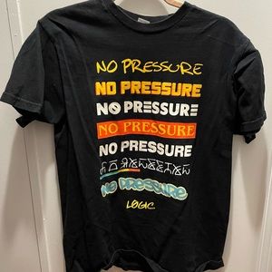 Logic “No Pressure Album Repeated Text” Tee Shirt (Black) (Medium)